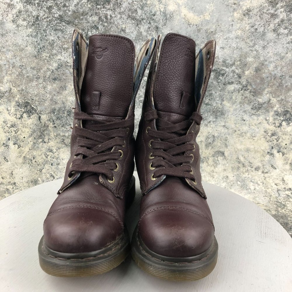 Dr. Martens Women's Size 8 Aimilie Burgundy Purple Leather Lace-Up Boots - Picture 4 of 13